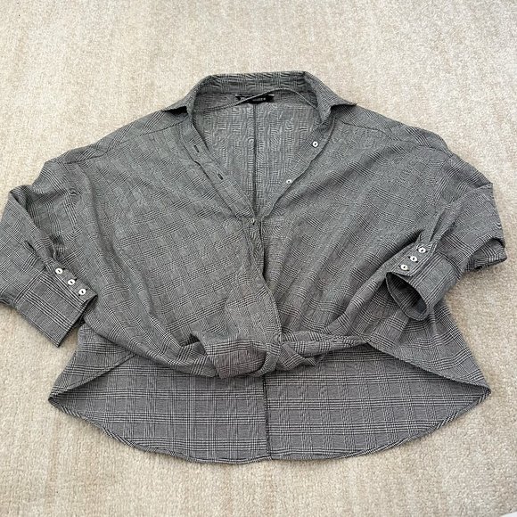 Zara Plaid Oversized Long Sleeve Work Blouse XS - Picture 1 of 8
